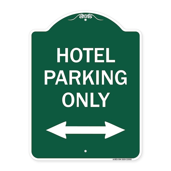 Signmission Hotel Parking W/ Bidirectional Arrow, Green & White Aluminum Sign, 18" x 24", GW-1824-23902 A-DES-GW-1824-23902 - main